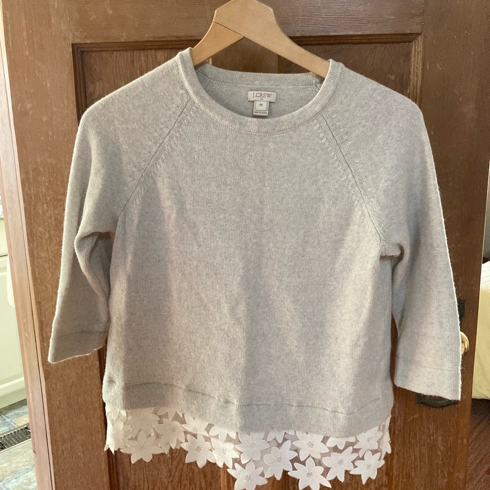 3/4 length sweater with lace trim